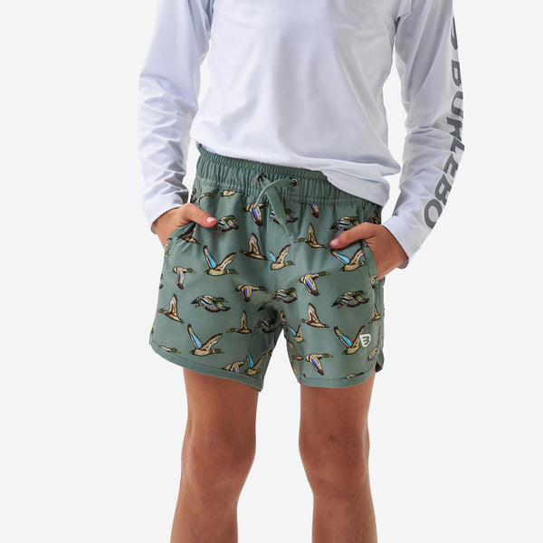Youth Swim Trunk- Jumbo Mallards Green