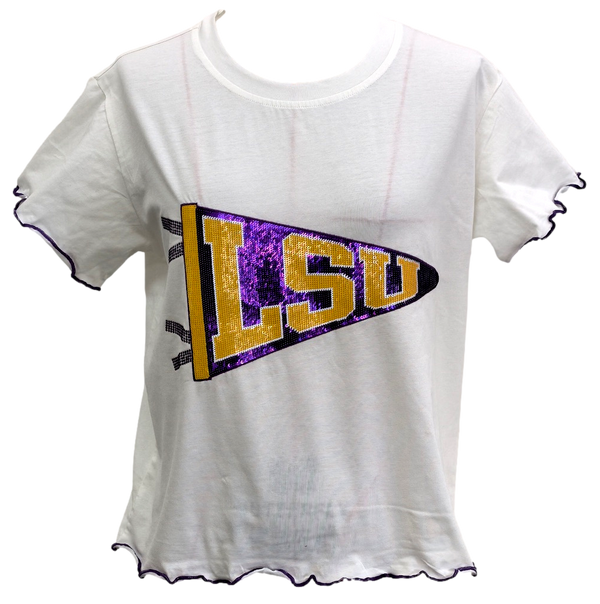 Licensed LSU Pennant Frill Tee- (Women's)