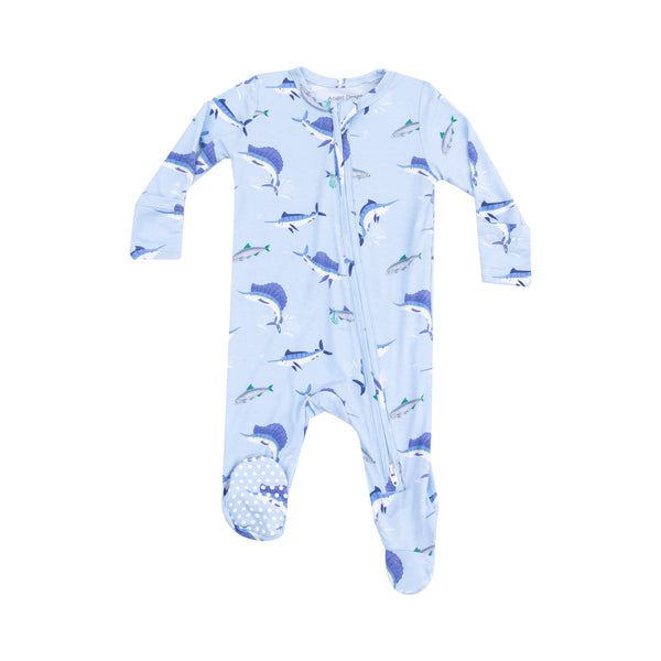 Deep Sea Fishing Blue 2 Way Zipper Footie