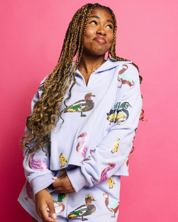 Powder Blue Duck Collar Sweatshirt- (Women's)