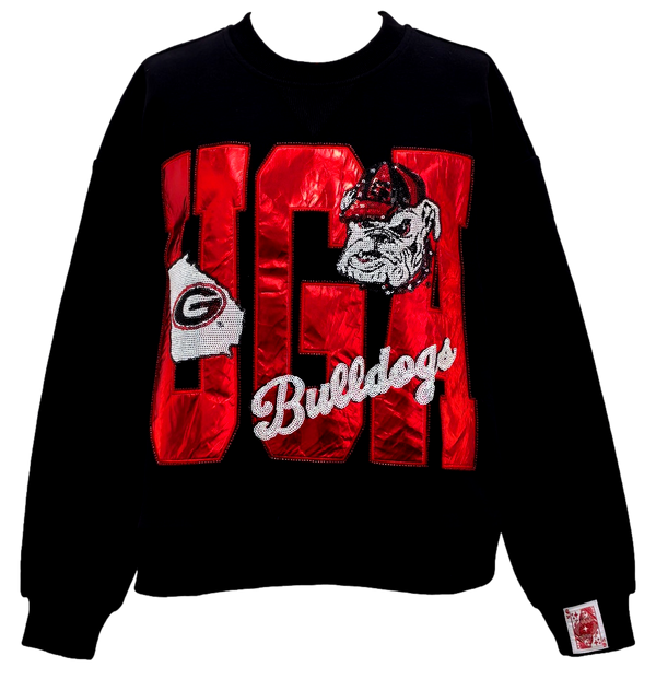 Licensed UGA Metallic Word W/ Icons Sweatshirt- (Women's)