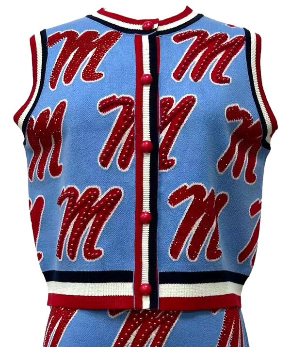 Licensed Ole Miss Rhinestone Button Up Knit Tank