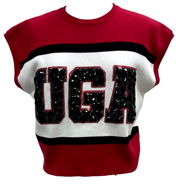 Licensed UGA Colorblock Jewel Letter Sweater- (Women's)