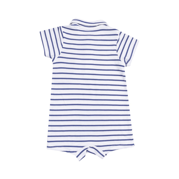 Stripe Vintage Blue Polo Romper