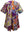 Multi Abstract Cotton Tiger Short Sleeve Dress- (Women's)