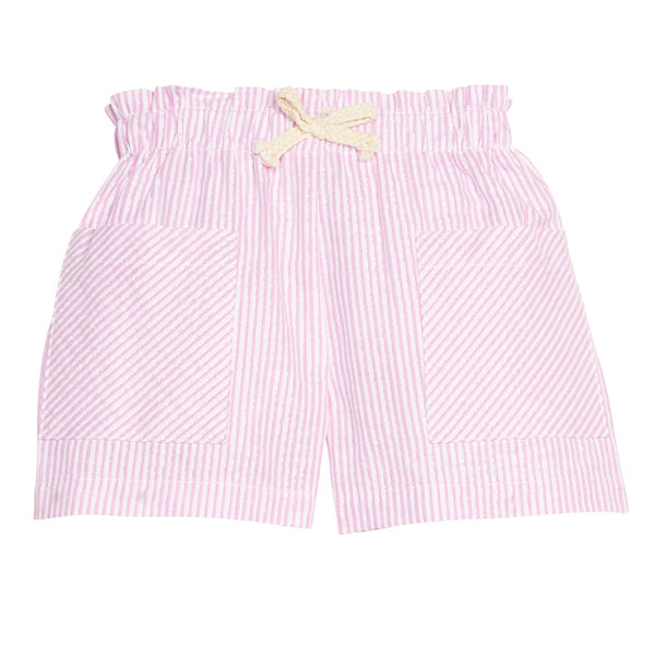 Patch Pocket Shorts- Pink Sparkle Seersucker