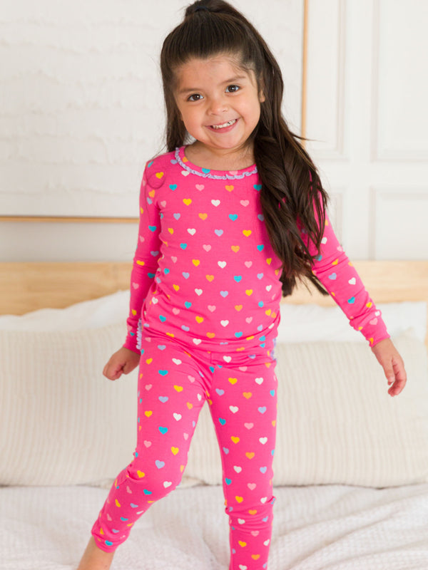 Ruffle Pajama Set- Colorful Hearts