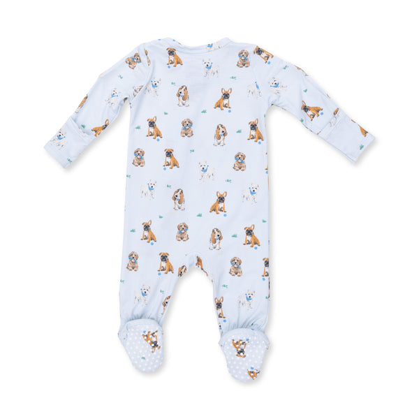 Bestie Dogs 2 Way Zipper Footie- Blue