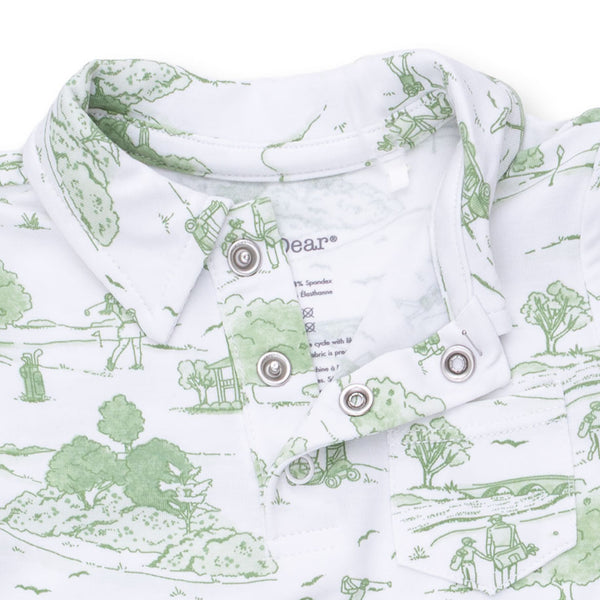 Golf Toile Polo Romper- Green