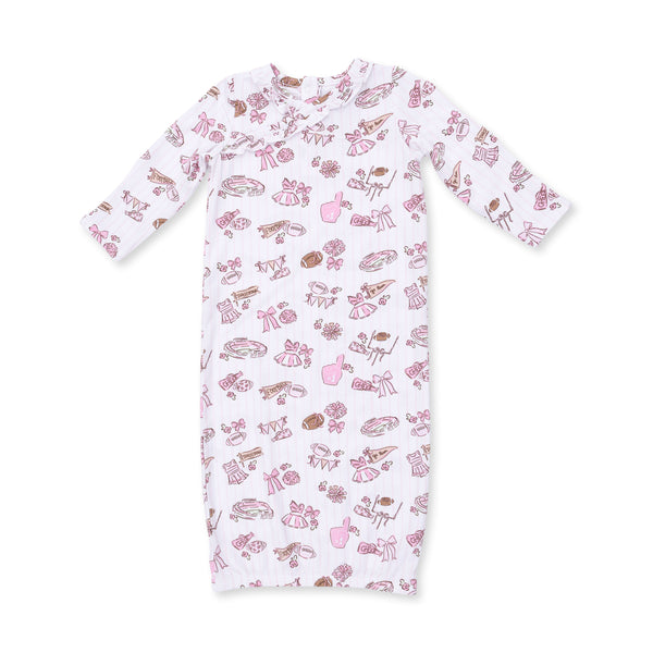 Football Cheer Kimono Gown W/ Ruffle Knotted Hat