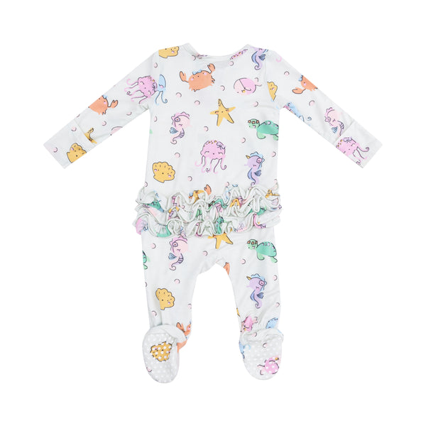 Cutie Sea Creatures 2 Way Zipper Ruffle Footie