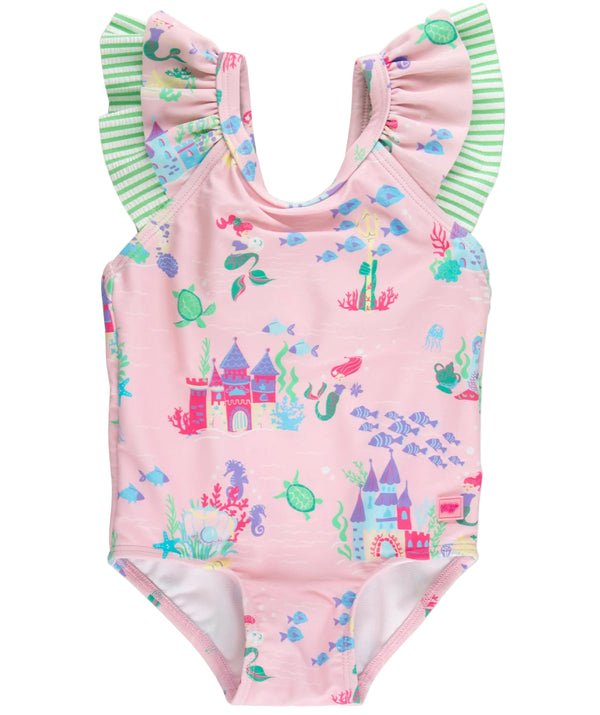 Bow V-Back One Piece Swimsuit- Atlantis Mermaids