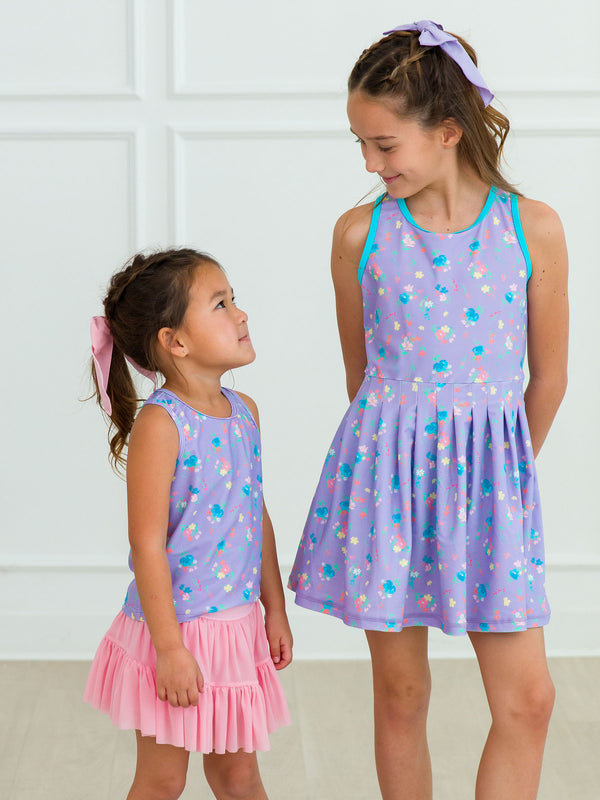 Purple Garden Active Dress W/ Bike Shorts