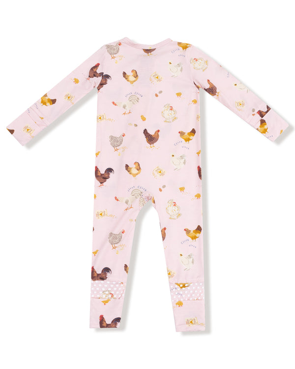 Collector Chickens 2 Way Zipper Romper- Light Pink