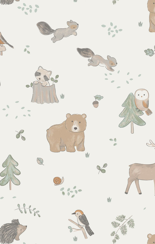 Woodland Babies Romper- White/Gray