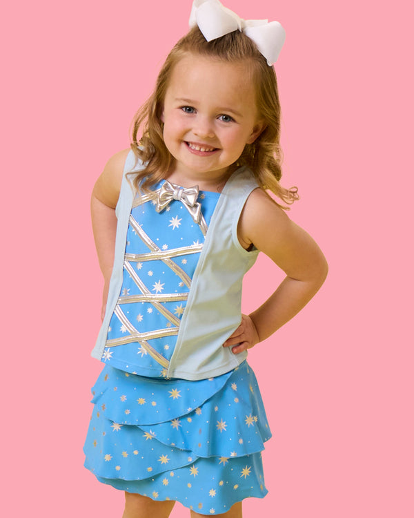 Active Princess Tiered Skort Set- Crystal Blue Princess