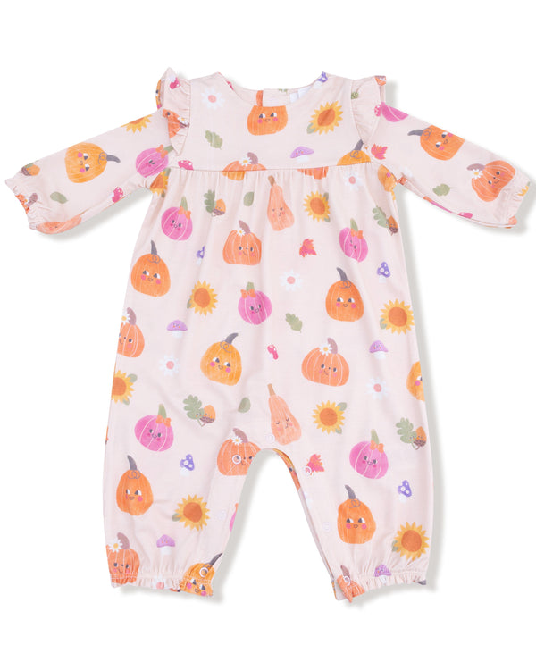 Autumn Pumpkins Ruffle Sleeve Romper