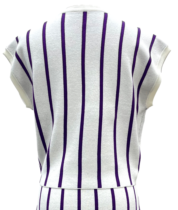 Purple & White Stripe 'Play Ball' Top- (Women's)