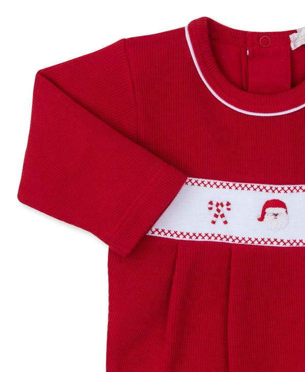 Holiday Santa Hand Emb. Playsuit