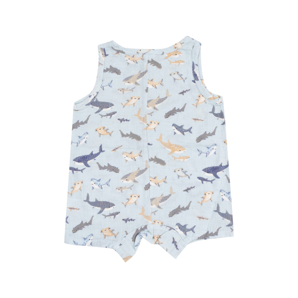 Sharks Sleeveless Romper- Blue