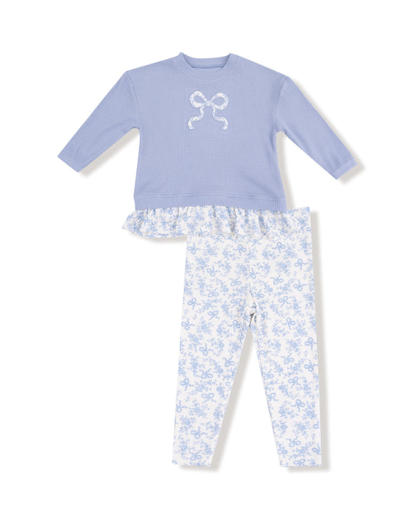 Romi Floral Waffle Pullover Set W/ Rib Leggings