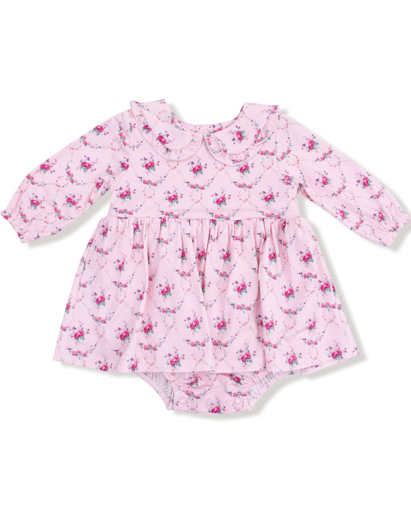 Rose Garden Trellis L/S Ruffle Collar Bubble W/ Skirt