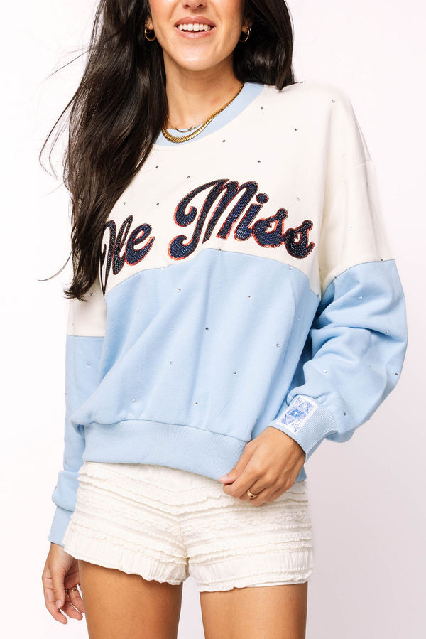 Licensed Ole Miss Pastel Two Tone Sweatshirt- (Women's)