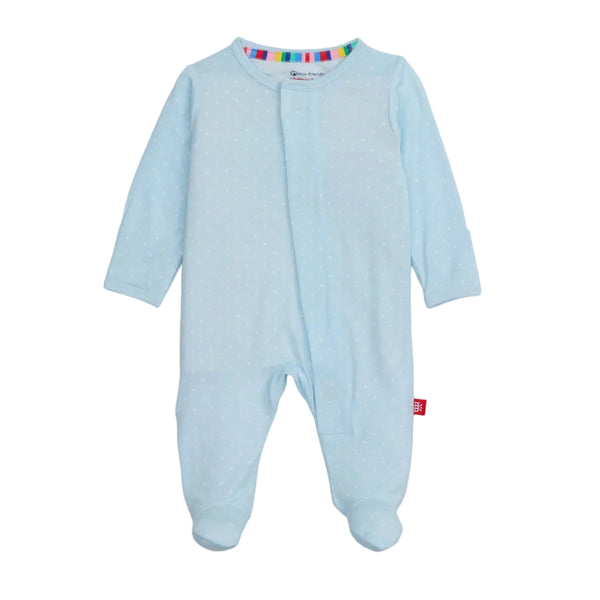 Pin Dot Footie- Blue