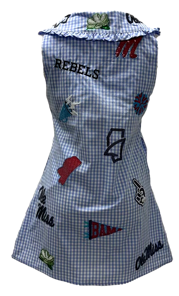 Licensed Ole Miss Mini Icon Gingham Collar Dress- (Women's)