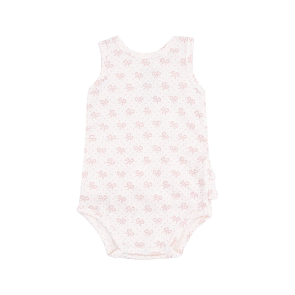 Vintage Mini Bows Ruffle Tank Bubble- Pink
