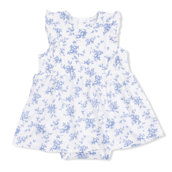 Baby Blue Vines Floral Ruffle Bodysuit Dress