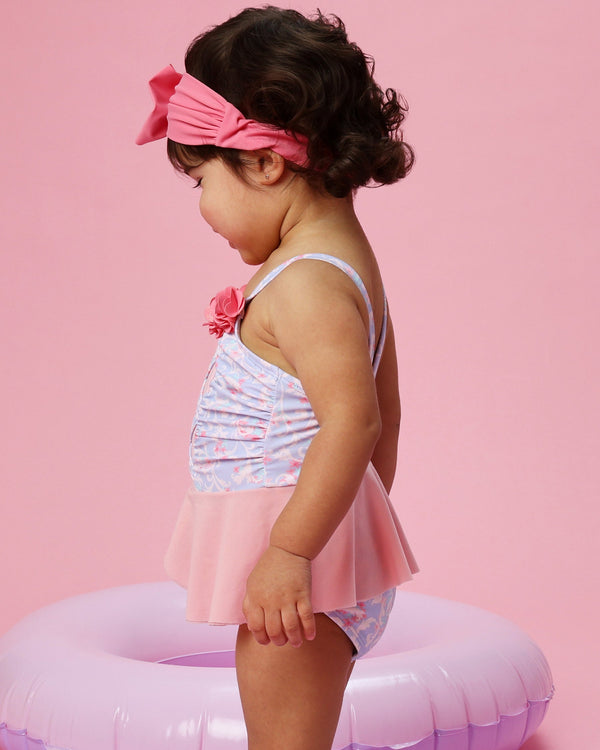 Dress-Up One Piece Swimsuit- Lavender Floral Princess