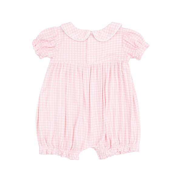 Mini Gingham Puff Sleeve Bubble- Pink
