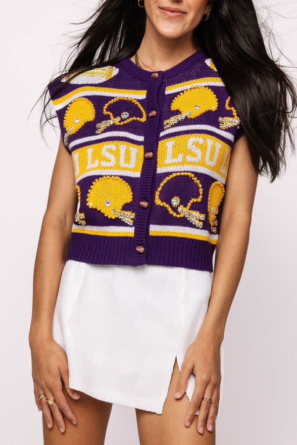 Licensed LSU Vintage Football Helmet Stripe Vest (Women's)