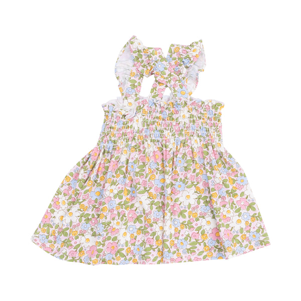 Bubbly Baby Calico Ruffle Strap Smocked Top W/ Diaper Cover