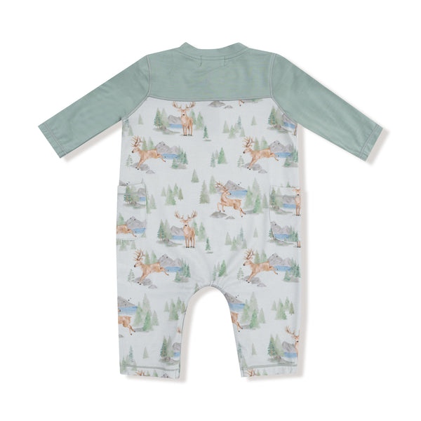 Buck Deer Romper W/ Contrast Sleeves