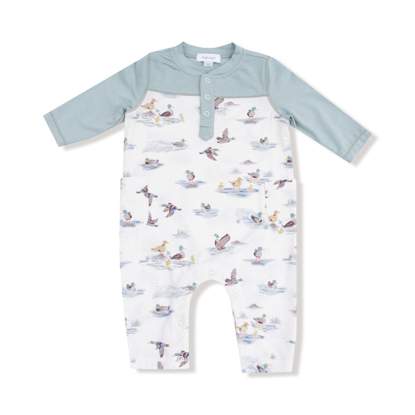 Migrating Mallards Romper W/ Contrast Sleeves