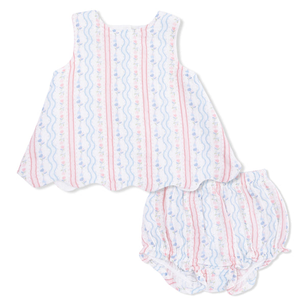 Tulip Stripe Scallop Back Bloomer Set