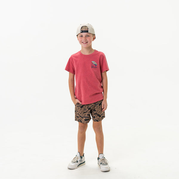 Youth Tee- Big Fly- Heather Crimson