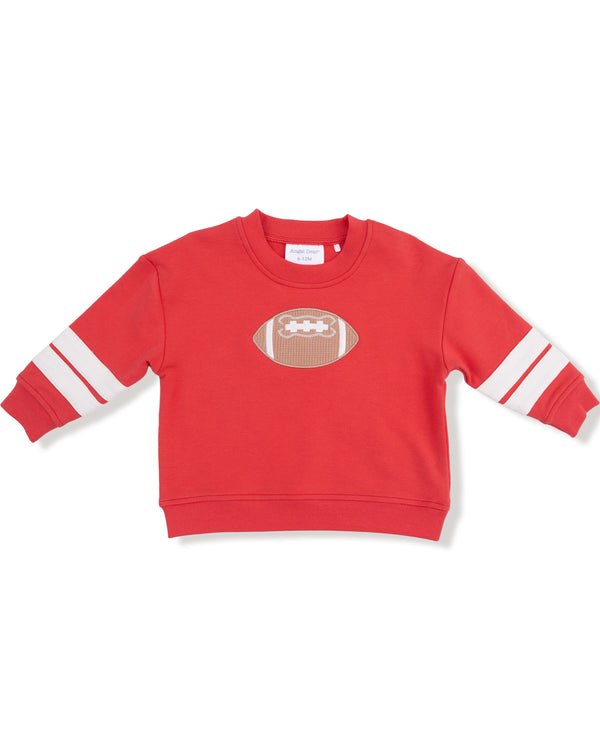 French Terry Sweatshirt W/ Varsity Stripes- Red