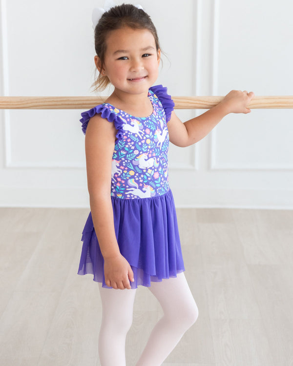 Flutter Sleeve Leotard- Unicorn Meadow