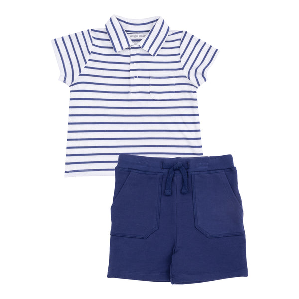 Stripe Vintage Blue Rib Short Set
