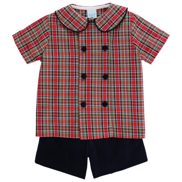 Tartan W/ Navy Cord-Dressy Short Set