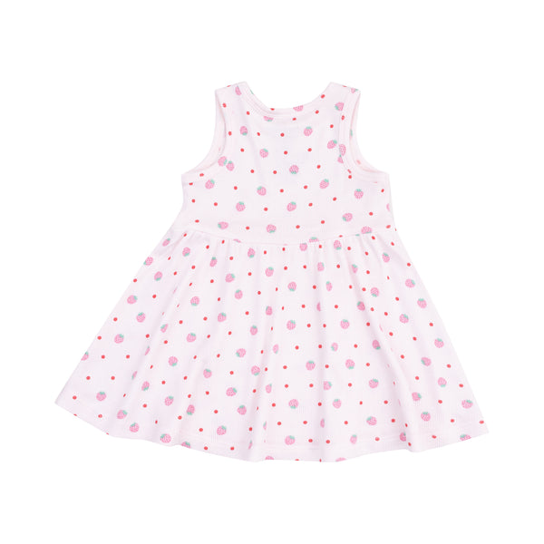 Strawberry Swiss Dot Tank Dress- Pink