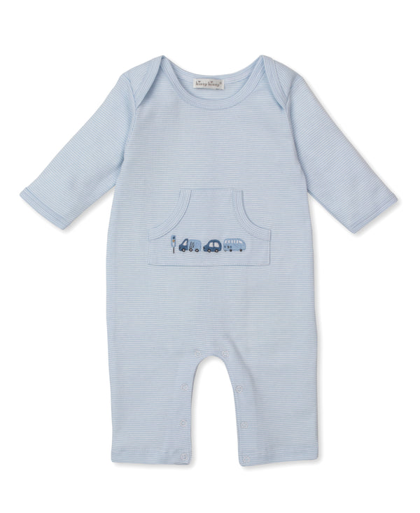 Stop, Go & Traffic Playsuit Stripe- Lt. Blue