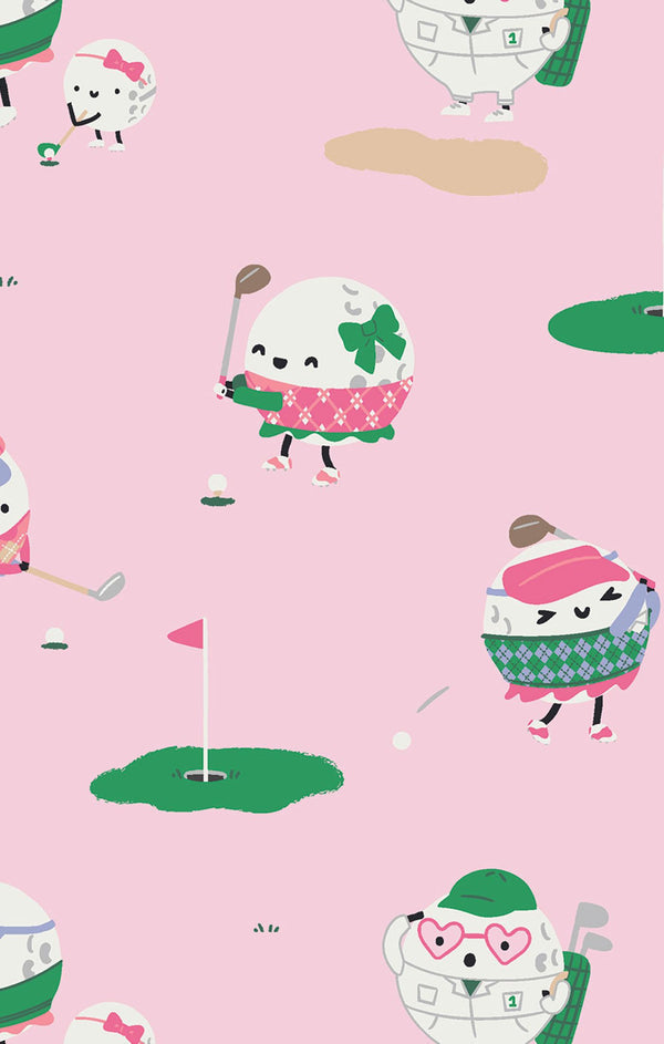 Golf Pros L/S Loungewear Set- Pink/Green