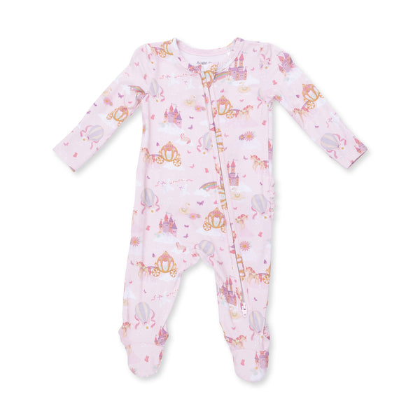Princess Unicorns & Castle 2 Way Ruffle Zipper Footie
