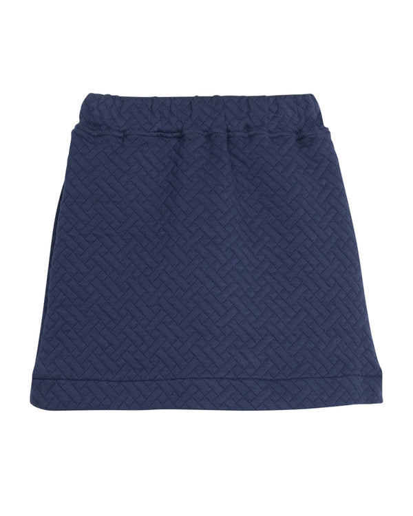 Quilted Mini Skirt- Navy Trellis