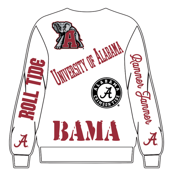 Licensed Alabama Big Icons Scattered All Over Sweatshirt- (Women's)