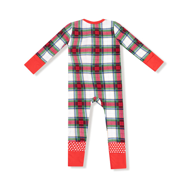 Holiday Plaid 2 Way Zipper Romper